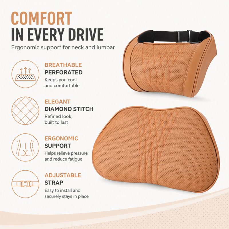 Car Headrest Neck Pillow Memor - Memory Foam Car Neck Pillow Lumbar Support ulasan dan harga