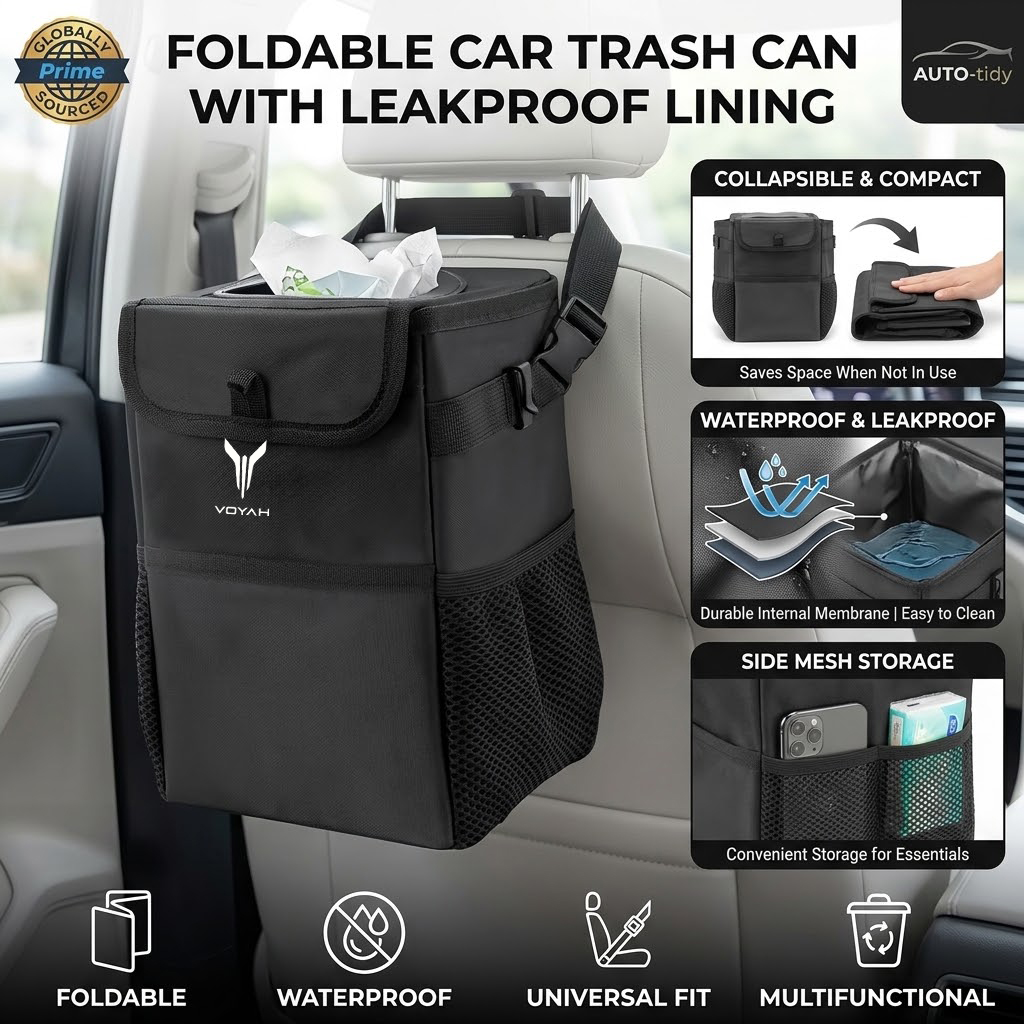 Foldable portable leak-proof w - Waterproof Car Trash Can With Lid ulasan dan harga