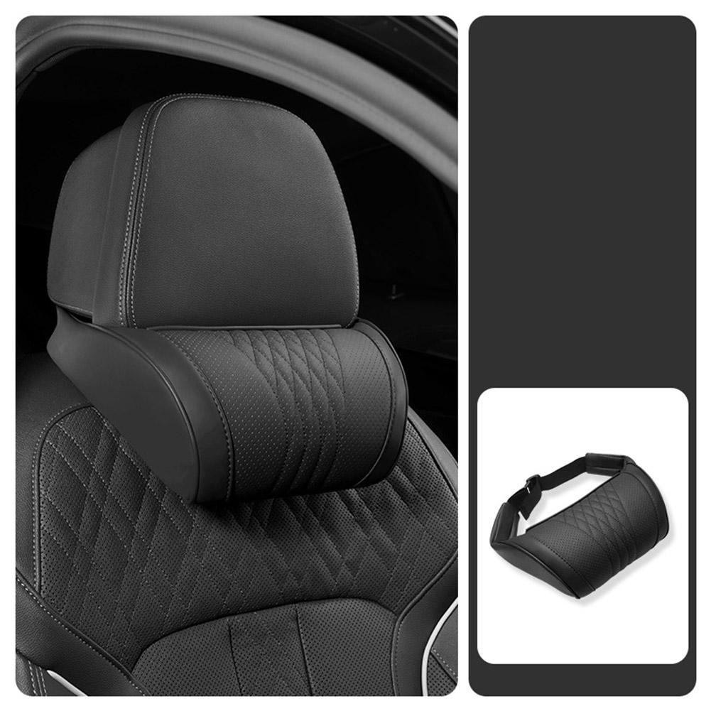 Luxury Leather Car Headrest Pi - Memory Foam Car Neck Pillow Lumbar Support ulasan dan harga