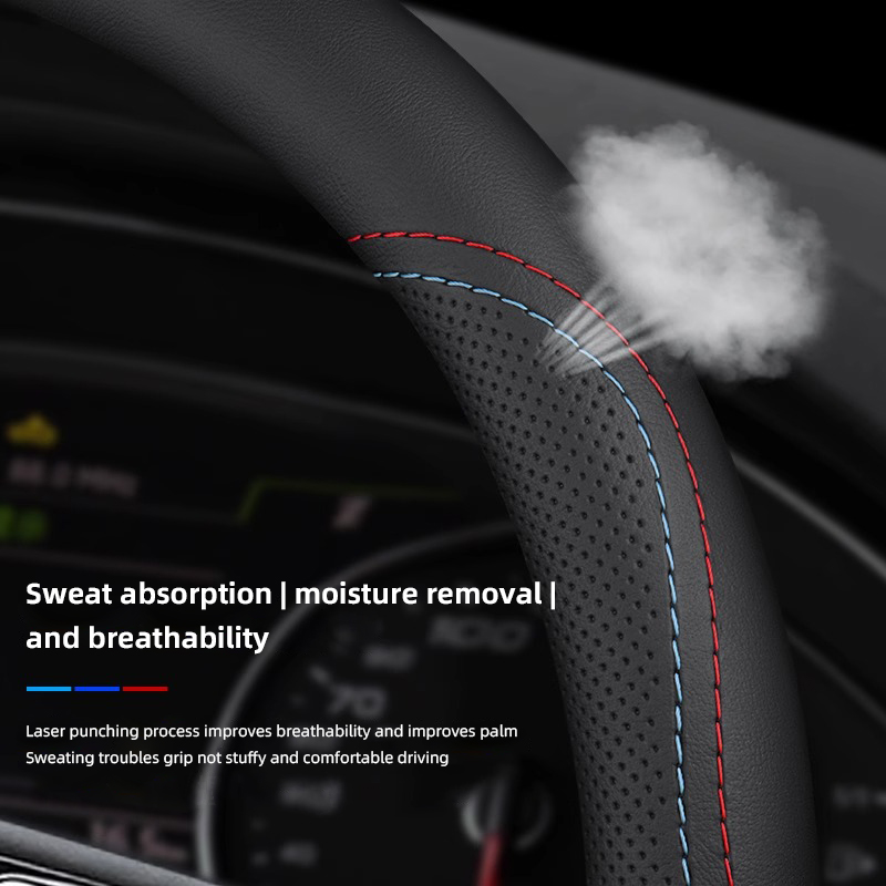 1Pcs Napa Leather Car Steering - Car Steering Wheel Cover Anti Slip Breathable ulasan dan harga