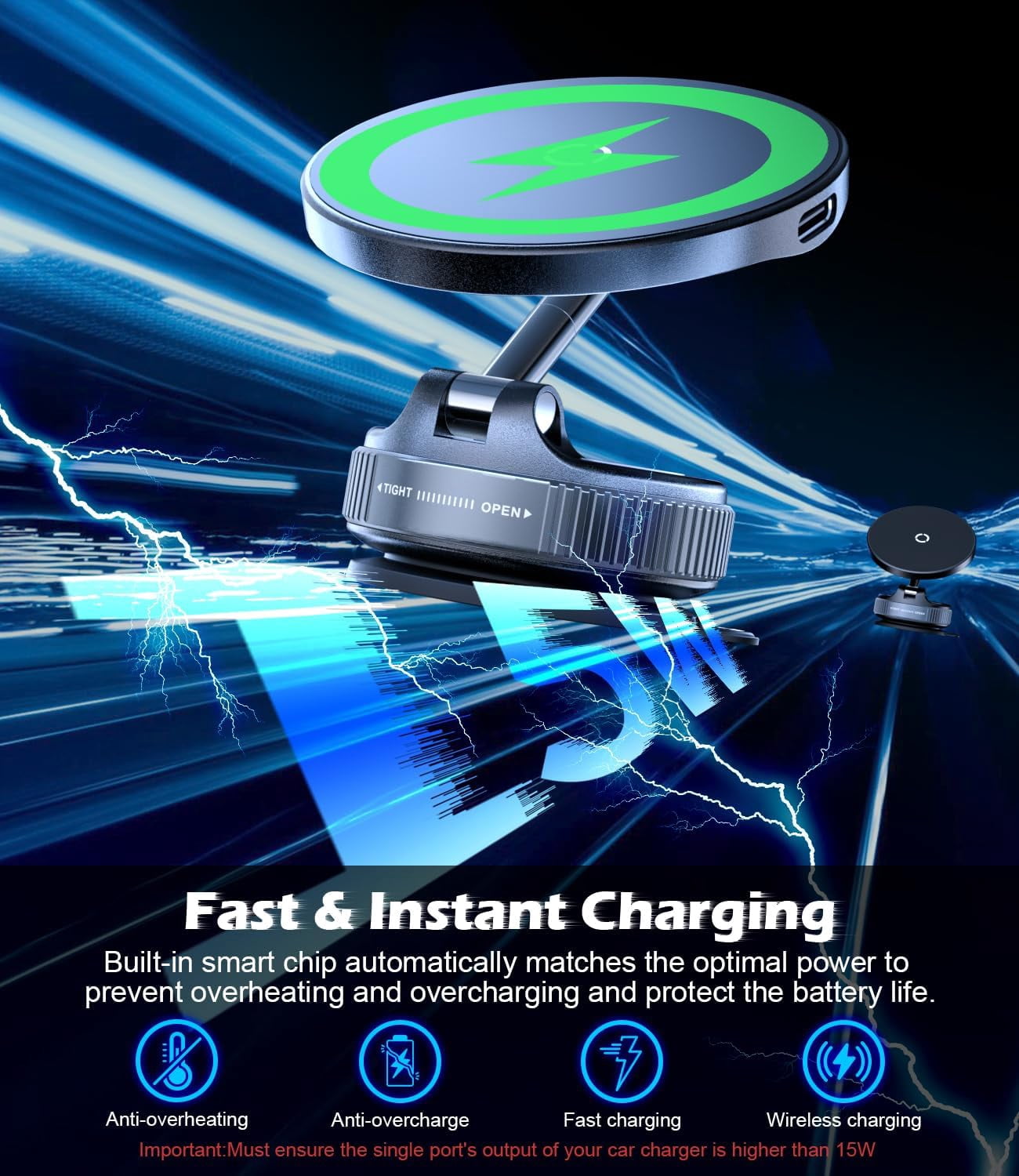 15W Wireless Fast Charger Car  - Wireless Car Charger Mount Fast Charging ulasan dan harga